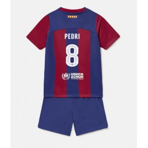 Barcelona Pedri Gonzalez #8 Dětské Domácí dres komplet 2023-24 Krátký Rukáv (+ trenýrky)